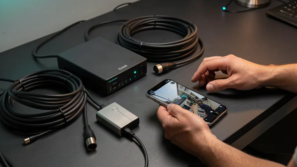 Equipos de videovigilancia y visualización de cámaras en un celular